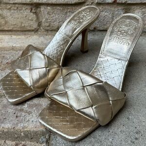 Vince Camuto golden woven sandals